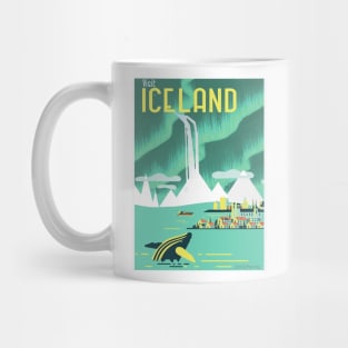 Vintage Visit Iceland Travel Art Mug